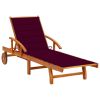 Patio Sun Lounger with Cushion Solid Wood Acacia