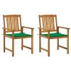 Patio Chairs with Cushions 2 pcs Solid Acacia Wood