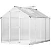 8' L x 6' W Walk-In Polycarbonate Greenhouse with Roof Vent for Ventilation & Rain Gutter;  Hobby Greenhouse for Winter