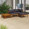 4 Piece Patio Lounge Set with Cushion Solid Acacia Wood