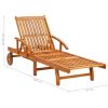 Patio Sun Lounger with Cushion Solid Wood Acacia
