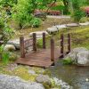 5 ft Wooden Garden Bridge Arc Stained Finish Footbridge with Railings for your Backyard, Stained Wood