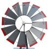 8FT Weather Resistant Yard Garden Windmill Gray & Red