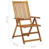 Patio Reclining Chairs 2 pcs with Cushions Solid Acacia Wood