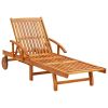 Patio Sun Lounger with Cushion Solid Wood Acacia