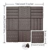Patio Interlocking Deck Tiles, 12"x12" Square Composite Decking Tiles, Four Slat Plastic Outdoor Flooring Tile All Weather for Balcony Porch Backyard