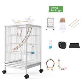 Parrot Xuanfeng Bird Cage With Feeder Toy Grass Nest Breeding Box (Option: White Swing Package)