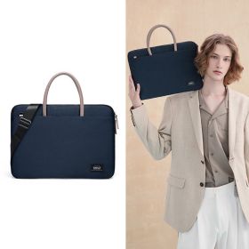 Simple And Thin Notebook Business Handbag (Color: Dark Blue)