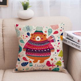 Christmas linen pillowcase (Option: Christmas bear)