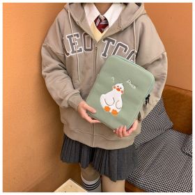 Cartoon Cute Duck Embroidery Ins Niche Design Tablet Case (Option: Green-11inch)