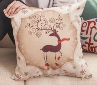 Christmas linen pillowcase (Option: Scarf deer)