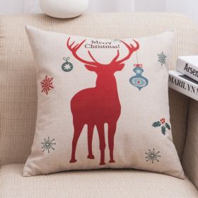 Christmas linen pillowcase (Option: Red deer)