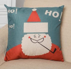 Christmas linen pillowcase (Option: Cartoon Santa)