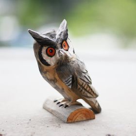 Owl Wood Carving (Option: Grey Eagle Owl)