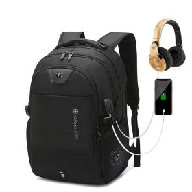 Backpack Usb Men's Backpack Women Outdoor Travel Bag Business Computer Bag (Option: Black-17 inches)