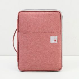 Portable File Bag File Storage Multi-Layer Information Bag Zipper Canvas Female Briefcase (Option: Lotus root pink cloth label)