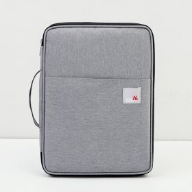 Portable File Bag File Storage Multi-Layer Information Bag Zipper Canvas Female Briefcase (Option: Light gray cloth label)