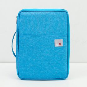 Portable File Bag File Storage Multi-Layer Information Bag Zipper Canvas Female Briefcase (Option: Sky blue cloth label)
