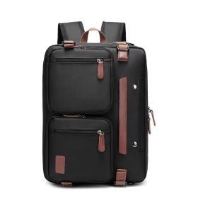Tote Backpack 15.6 17.3Inch Laptop Backpack Fashion Travel Business Backpack Convertible Nylon Waterproof Student Backpack (Option: Black-15.6 Inch)