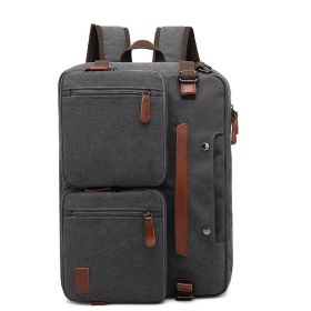 Tote Backpack 15.6 17.3Inch Laptop Backpack Fashion Travel Business Backpack Convertible Nylon Waterproof Student Backpack (Option: Canvas grey-15.6 Inch)