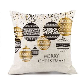 Christmas linen pillowcase (Option: Gold Christmas balls)
