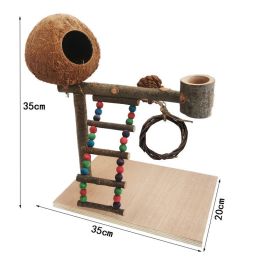 Solid Wood Parrot Station Frame Training Bird Shelf Parrot Toys (Option: Section F)