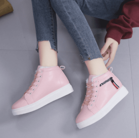 Women With Plush Snow Boots And Short Sleeves (Option: Pink-35)