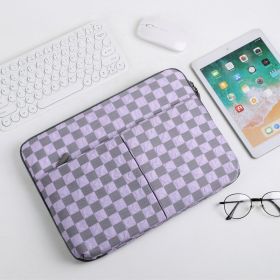 Korean Girl Heart Tablet Laptop Storage Protective Cover Bag (Option: Plaid In Purple-Small Size)