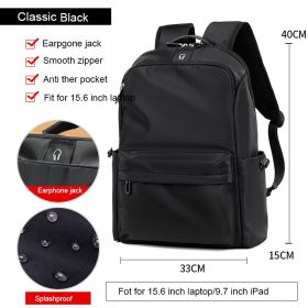 Fashion Simple Travel Bag Trendy Cool Male College Student Computer School Bag (Color: Black)