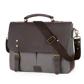 Retro Computer Briefcase Handbag Diagonal Casual Shoulder Bag With Lid (Color: Grey)