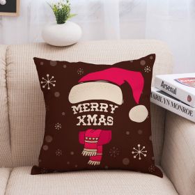 Christmas linen pillowcase (Option: Red christmas hat)