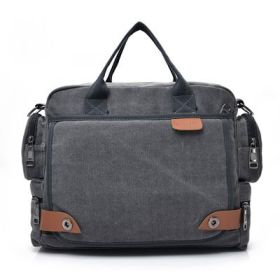 Multi-compartment Canvas Fashion Men's Shoulder Bag (Color: Grey)