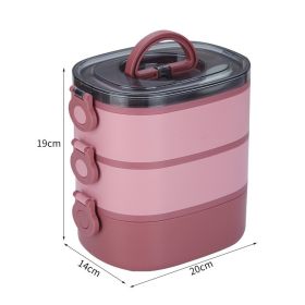 Stainless Steel Large Capacity Portable Multi-layer Insulated Lunch Box (Option: Red-Plastics)