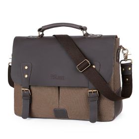 Retro Computer Briefcase Handbag Diagonal Casual Shoulder Bag With Lid (Color: Coffee)