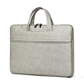 Laptop Case Tablet One Shoulder PU Leather Laptop (Option: Light Grey-13 Inch)