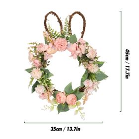 Glowing Easter Wreath Decor DIY Rattan Wreath Colorful Rabbit Bunny Eggs Happy Easter Party Decoration For Home Party Supplies (Color: No light-rabbit, Ships From: CN)