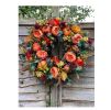 Fall Peony and Pumpkin Wreath;  Autumn Year Round Wreaths for Front Door;  Artificial Fall Wreath;  Halloween Wreath;  Thanksgiving Wreath;   Home Far