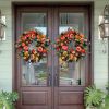 Fall Peony and Pumpkin Wreath;  Autumn Year Round Wreaths for Front Door;  Artificial Fall Wreath;  Halloween Wreath;  Thanksgiving Wreath;   Home Far