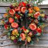 Fall Peony and Pumpkin Wreath;  Autumn Year Round Wreaths for Front Door;  Artificial Fall Wreath;  Halloween Wreath;  Thanksgiving Wreath;   Home Far