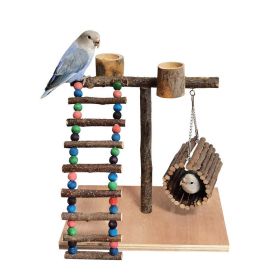 Solid Wood Parrot Station Frame Training Bird Shelf Parrot Toys (Option: Section A)