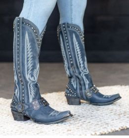 Western-style Women's Competitive Denim Boots (Option: Blue-40)