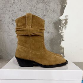 Leather Split Toe Ankle Boots (Option: Apricot Cow Suede-39)